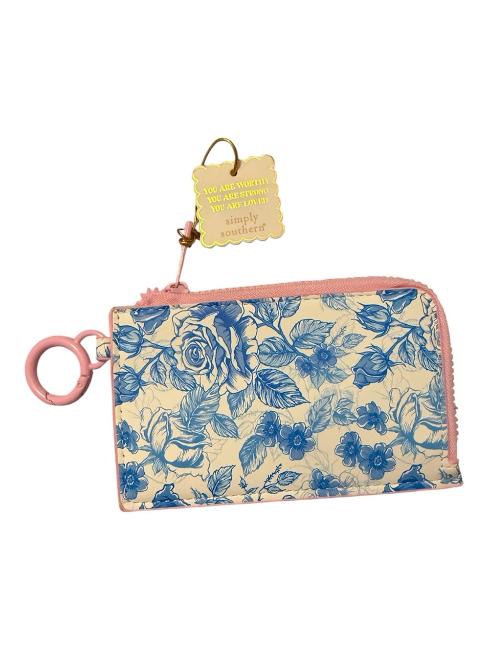 Simply Southern Pink-Trim Floral Cardholder with Blue Rose Print - Picture 2 of 2